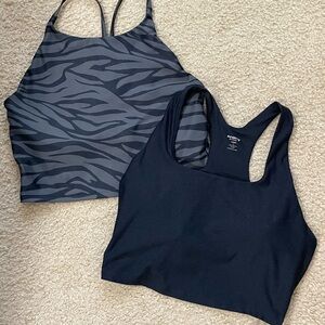 Set of 2 | Black and Gray Zebra Print Sports Bras